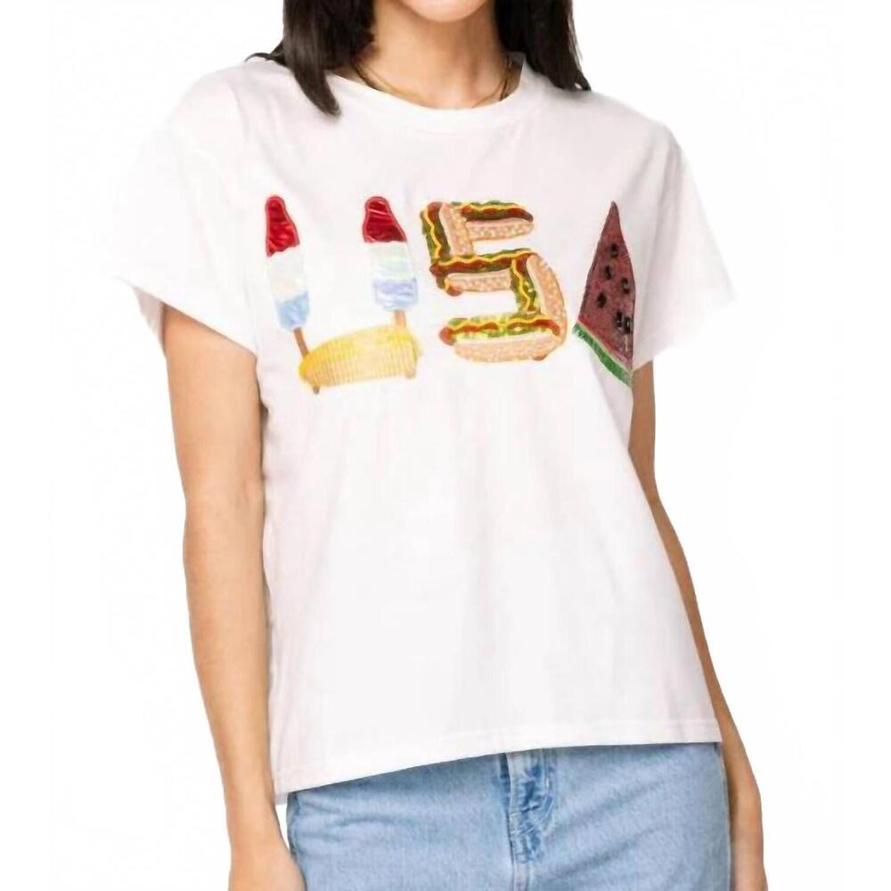 NEW QUEEN OF SPARKLES usa icon short sleeve tee in white